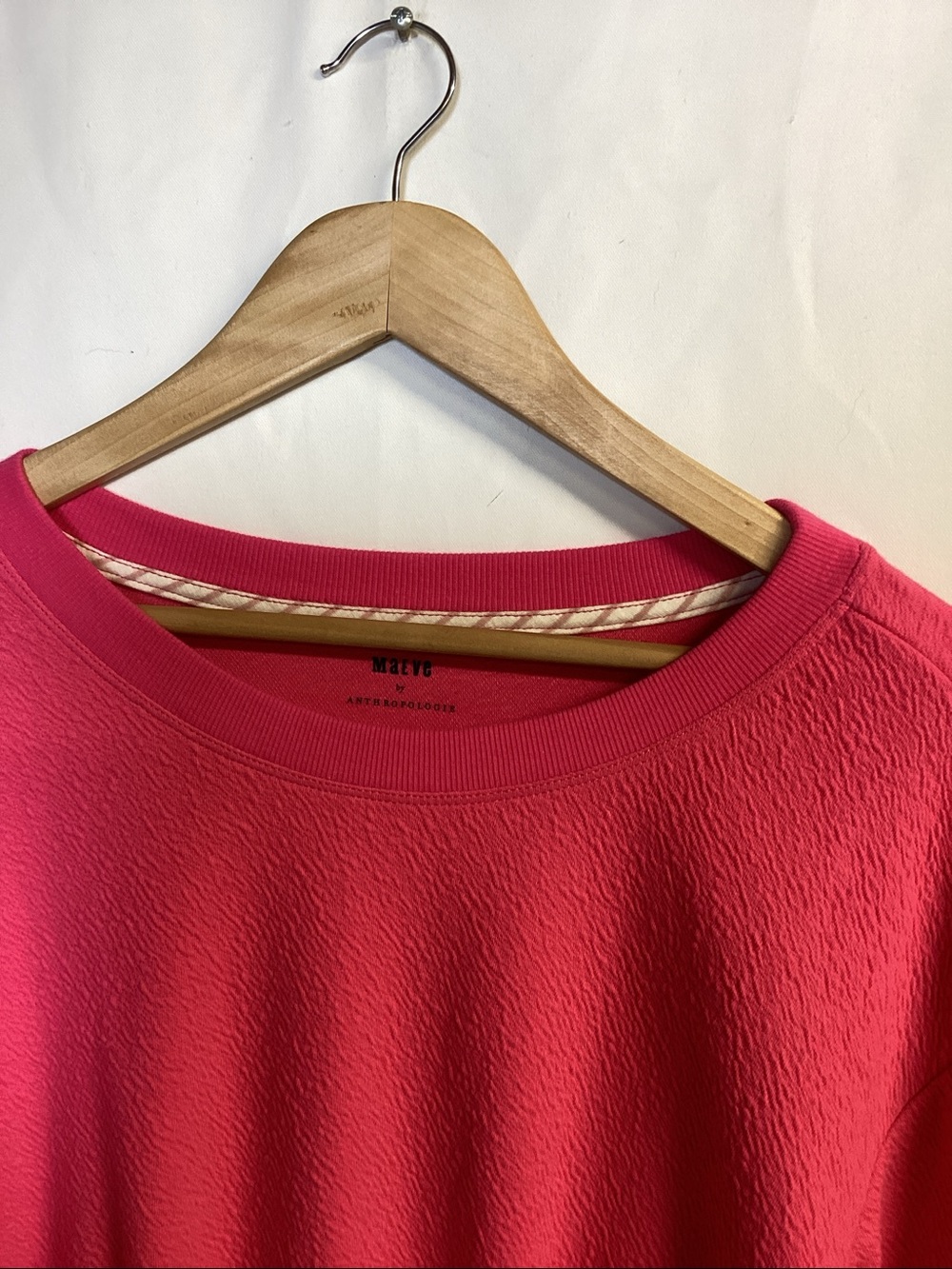 MAEVE by Anthropologie Smocked Boat Neck Jumper Top Hot Pink Size Small - Picture 3 of 10